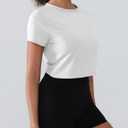 Open Back Workout Tops for Women Crop Yoga Shirts Lightweight Twist Back Athletic Running Gym Tops (White)