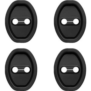 4PCS Car Door Lock Silicone Cover Sound Dampening Pad Silicone Car Door Latch Lock Cover Strike Protector Universal Latch Guard Slam Stopper Shock Absorber for Interior Auto Gate Latches (Black)