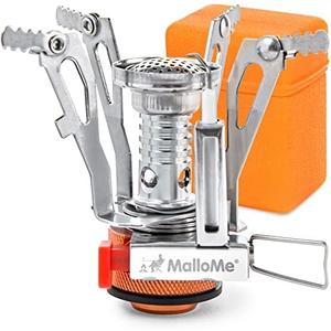 MalloMe Backpacking Stove - Portable Camping Stove - Small Backpack Camp Single Burner for Propane Butane Isobutane Fuel Canister - Mini Pocket Rocket Jet Boiler for Hiking & Gas Cooking