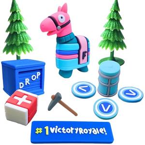 Markhomia Lemoneon Video Game Cake Toppers Upgraded Designs V2 Battle Royale Llama Decoration for Birthday Party Cake Decor 11Pcs/Set