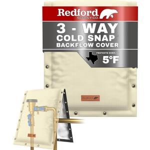 Cold Snap (5°F) Backflow Preventer Insulation Cover, 3-Way Custom, 16"W x 20"H, Pipe Insulation, Water Sprinkler Covers for Outside, Sprinkler Backflow Cover for Winter (Beige)