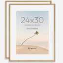 Fun Memories 24x30 Picture Frame, Solid Oak Wood 30x24 Poster Frame for Wall, 24x30 Matted frame for 18x24, Natural Oak Wood Frame for Home Decor, Set of 2, 24x30 in - 2P