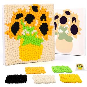 Veroave Pom Poms for Crafts, Sunflower Pom Poms Bulk, Painting Puff Balls | Crafts for Seniors, Crafts for Adults Women, Pom Pom Painting Art Kit, Pom Pom Painting Kit, Pompoms Art