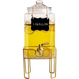 1.3 Gallon Beverage Dispenser with Stand,Stainless Steel Spigot-Lemonade Drink Dispenser for Parties and Weddings,Ideal for Juice,Coffee,Sangria