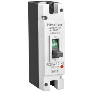 Heschen DC Molded Case Circuit Breaker MCCB, 1 Poles, DC 250V, Photovoltaic Circuit Breaker, for Solar PV System Solar Panels Grid System (100A HSM1PV-125)