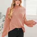 Sovoyontee Women's 2025 Fall Oversized Crewneck Long Puff Sleeve Chunky Knit Pullover Sweater Tops (XL)