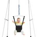 Baby Jumper with Stand, Toddler Swing Set forIndoor/Outdoor Play, Jumper for Baby 6-24 Months,Baby Jumpers and Bouncers with Adjustable Chain,Easy to Assemble & Store (Black)