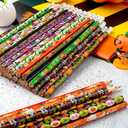 JOYIN 48PCS Halloween Pencils Bulk with Eraser, Colorful Fall Pencil Assortment, 12 Design Halloween Themed Stationery Set for Kid Girl Boy Trick or Treating Party Favor Supplies, Classroom Gift Prize