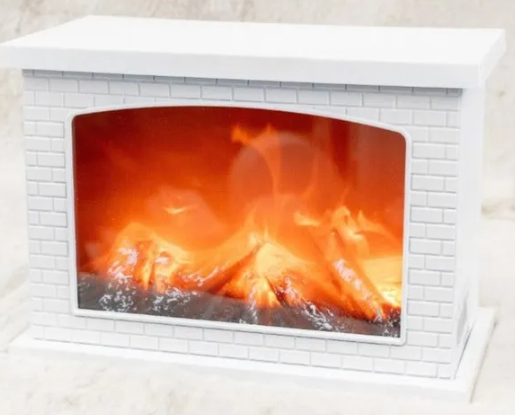 Vicenpal Fireplace Lanterns Decorative Flameless White Brick Tabletop Fireplace Indoor Battery Operated Fire Place USB Operated for Table Christmas Decorations