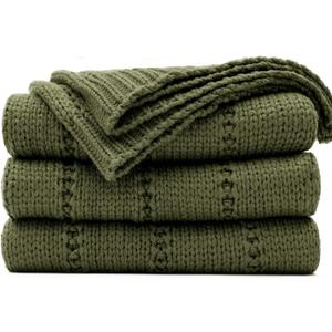RECYCO Cable Knit Moss Green Throw Blanket Twin Size for Couch, Super Soft Warm Cozy Decorative Knitted Throw Blanket 3.6LB for Bed, Sofa, Chair Large 60"x80"