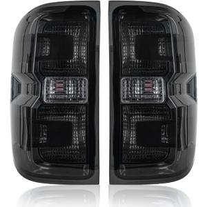 Dark-Red Tail Lights for 2014-2019 Chevy Silverado 1500/2500/3500 & 2015-2019 GMC Sierra 2500/3500 | Factory 3-Bulb Housing Only | Driver+Passenger Pair (No Bulbs/Harness)