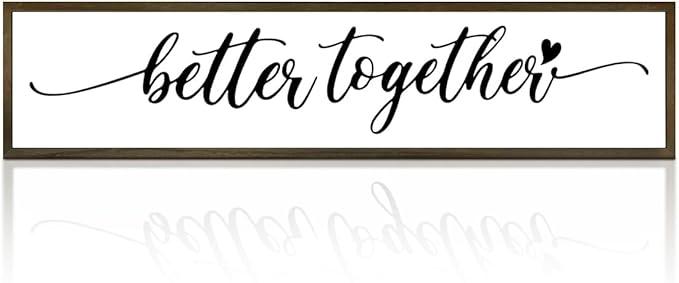 Better together Sign, Rustic Wood Farmhouse Sign, Wedding Sign, Inspirational Wood Signs, Home Wall Decor Wood Framed, Wooden Box Sign Desk Décor, Wall Decor Aesthetic, Tiered Tray Sign