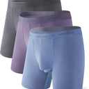 DAVID ARCHY Men's Modal Underwear Boxer Briefs & Trunks, Breathable Soft Anti-Chafe Comfort, Dual Pouch Support, 3 or 4 Pack,  Large