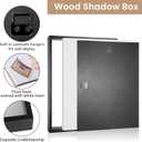 Califortree 11x14 Shadow Box Frame with Soft Linen Back - Metal Push Pins Included, Memory Large Shadow Box Display Case for Bouquet Awards Medals Wedding Photos and More, Black