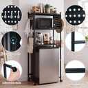 Mifoci 3 Tier Mini Dorm Fridge Stand with Storage Shelf, Black over Mini Fridge and Microwave Stand with Pegboard and Wheels, Dorm Room Organizer for Apartment Kitchen Office