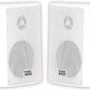 Acoustic Audio by Goldwood AA351W 2 Way High Performance Indoor Outdoor 500W Speakers with Powerful Bass (1 Pair, White)