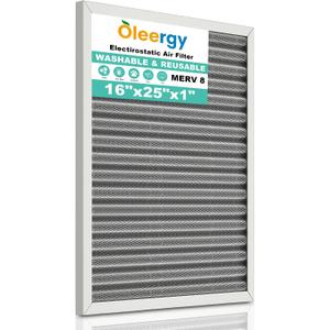 16X25x1 HVAC Furnace Air Filter, Lasts a Lifetime, Washable Reusable Electrostatic Air Filter, MERV 8, Breathe Fresher, Home And Office (Actual Size:15.5x24.5x0.82 Inch)
