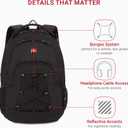 SwissGear 1186 Special Edition 13 Laptop Backpack Black Compact Tech Bag with Reflective Accents Multiple Organizer Pockets with Bungee Cords & D-ring Attachment Point, 17-inch