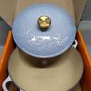 Le Creuset Enameled Cast Iron Holly Collection Traditional Chef's Oven, 4.5 qt., Coastal Blue with Gold Knob