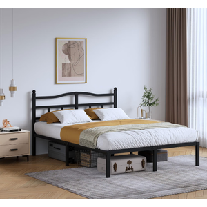 14 Inch Metal Bed Frame - Queen Size Heavy Duty Bedframe with Headboard Black Basic Steel Slats Platform No Box Spring Needed/Easy Assembly/Noise Free