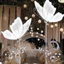 2PCS 23.6" Wedding Butterfly LED Floor Lamp, 48W 110V Creative Ceiling Lamp 57.5-70.1" Adjustable Height Hanging Decoration Props for Wedding Party (Silver, White Light)