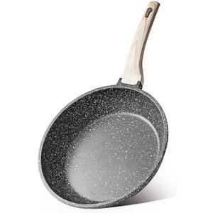 CAROTE Non Stick Frying Pan Skillet, Omelet Pan, Healthy Non Toxic Granite Chef Pan, Induction Compatible Egg Frying Pan with Heat-Resistant Handle, PFOA-Free,Black, 12"