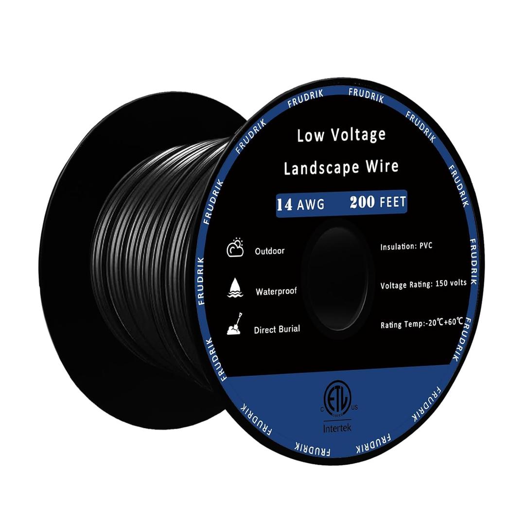 Low Voltage Landscape Lighting Wire - Outdoor Direct Burial Underground Low-Energy Circuit Cable (14/2 Black, 200ft)