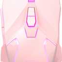 MageGee G10 Gaming Mouse Wired, 7 Colors Breathing LED Backlit Gaming Mouse, 6 Adjustable Speeds, Ergonomic Optical Computer Mouse with 7 Buttons for Windows PC Gamers (pink)