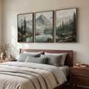 3 Piece Large Framed Mountain Landscape Wall Art for Living Room, 24x36 In, 24" W x 36" H x 3Pcs