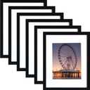 BESCRCL 11x14 Picture Frame Black Set of 6, Display Pictures 8x10 with Mat or 11x14 without Mat, Photo Frames for Wall Mounting