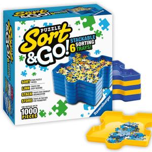 Ravensburger - Sort and Go - Jigsaw Puzzle Accessory - Sturdy Stacking Trays for Sorting Pieces - Premium Quality - Ideal Gift for Enthusiasts - Black - Can Hold Up to 1000 Pieces