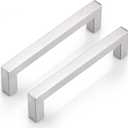Probrico 5 Pack | 5" Hole Centers Brushed Nickel Square Cabinet Pulls Stainless Steel Kitchen Cupboard Handles Cabinet Drawer Dresser Pulls 5.5 inch Total Length