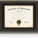 ELSKER&HOME 8.5 x 11 Diploma Frame with Mat,High Gloss Black Wood Color Frame,Made for 8.5x11 Inch Certificate/Award Frame with Mat or 11x14 Degree/Document Frame Without Mat (Black with Golden Rim)