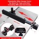 GOINGMAKE Table Saw Miter Gauge with Micro Adjust Flip Stop and Extentable Fence from 18 to 32 Inch and 13 Angle Position Stops, Miter Gauge for Table Saw for Crosscut and Miters, Fit 3/8" x 3/4" Slot
