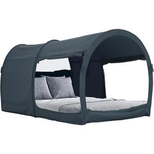 LEEDOR Bed Tent Dream Tents Bed Canopy Shelter Cabin Indoor Privacy Warm Breathable Pop Up Twin/Full/Queen for Kids and Adult Patent Pending(Mattress Not Included) (Pitch Black)
