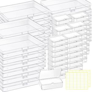 Bead Storage Box,72pcs Transparent Plastic Storage Containers Different Sizes,Crayon Box, Small Item Management Box And Labels,DIY Jewelry Craft Nails, Bracelets, Jewelry, Diamonds, (5.3x3.15x1.2)