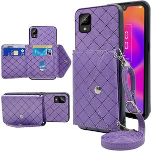 Compatible with TCL 30Z/30 LE T602DL Wallet Case with Crossbody Shoulder Strap and Stand Leather Credit Cell Accessories Phone Cover for TCL30Z 30 Z 30LE 4G LTE 2022 6.1 inch Women Purple