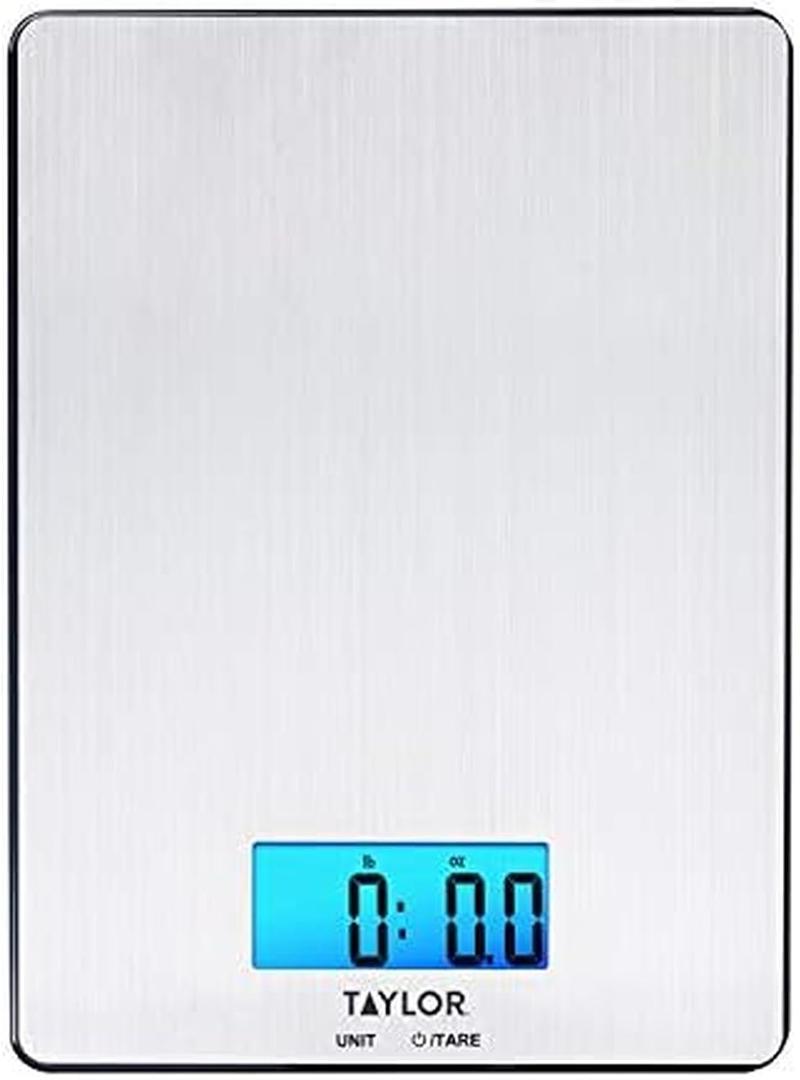 Taylor 11lb Stainless Steel Digital Kitchen Scale, Ultra-Thin, Silver