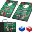 Portable Cornhole Board Set 2x1.3ft | 24"x16": Cornhole Set Outdoor Backyard Corn Hole Toss Game for Party Beach | 2 Foldable Wooden Corn Hole Boards, 8 Bean Bags, 1 Carrying Bag (Football Theme)