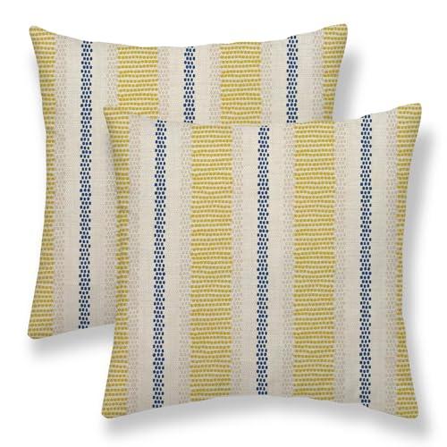 Sunshineyan Blue Yellow Pillow Covers 18 x 18 Inch Set of 2 Boho Polka Dot Striped Decorative Outdoor Throw Pillow Covers Linen Summer Farmhouse Modern Pillowcase for Home Sofa Couch Decor