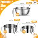 Zhehao 4 Pack Hanging Dog Water and Food Bowls for Kennel Cage, No Spill Dog Crate Water Bowl, Stainless Steel Bowls Dish for Dogs Crate Cage Accessories (35oz & 50oz & 65oz)