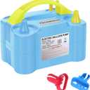 Growsun Electric Balloon Pump Air Inflator Portable Automatic Dual Nozzle Balloon Blower 110V 600W for Birthday Baby Shower Balloons Party Decorations (Blue)