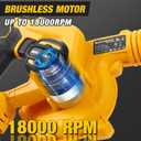 Cordless Leaf Blower for Dewalt 20V Max Battery, Electric Jobsite Air Blower with Brushless Motor,6 Variable Speed Up to 180MPH,2-in-1 Handle Electric Blower and Vacuum Cleaner(Battery Not Included)