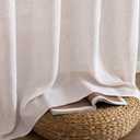 MIULEE Natural White Linen Curtains 108 Inches Long for Bedroom Living Room, Soft Thick Linen Textured Window Drapes Semi Sheer Light Filtering Rod Pocket Back Tab Cream Ivory Modern Look, 2 Panels