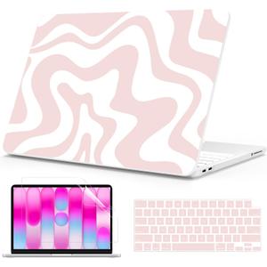 B BELK for MacBook Neo Case 13 inch 2026 (A18 Pro, Model A3404), Anti-Scratch Protective Pattern Hard Shell Case, Trendy Laptop Cover with Keyboard Cover & Screen Protector, Blush Wave