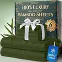 DECOLURE 100% Viscose Derived from Bamboo Sheets King Size - Luxury 6 Pc Naturally Cooling Sheets, Ultra Soft Bed Set - Deep 17" Pockets, Durable Double Stitching, Oeko Tex Standard (Olive)