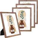 kennethan 8x10 Picture Frame Rottern Brown 4 Pcs in 1 set Wooden Frame can Display 8x10 Without Mat on the Wall for gift,home decoration, holiday