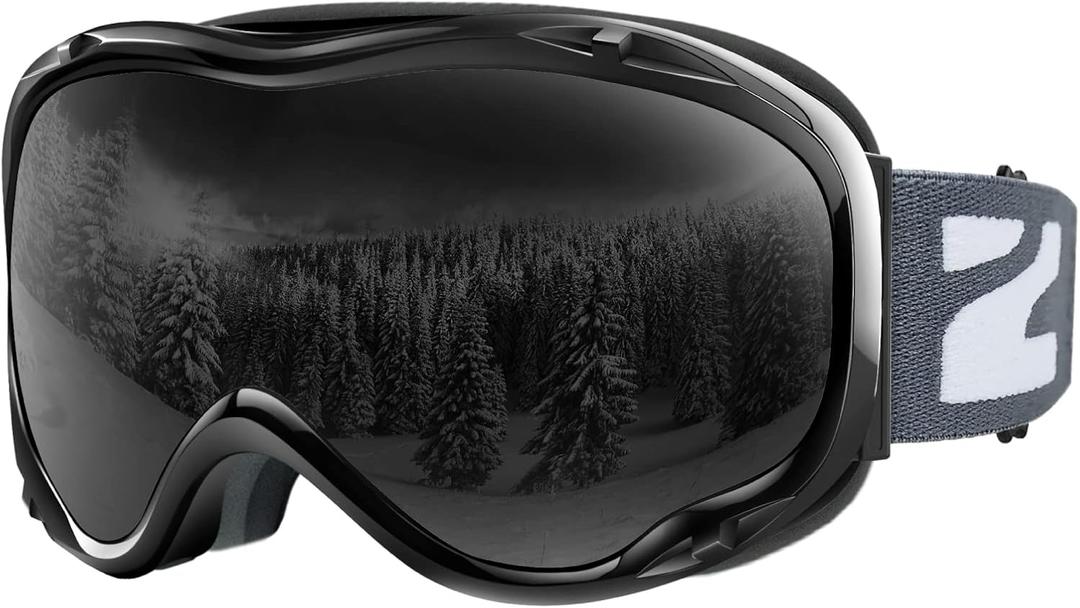 ZIONOR Lagopus B1 Ski Goggles OTG Anti fog Snow Goggles UV Protection Snowboard Goggles for Men Women Adult Youth (One Size, B6-vlt 17.8% Black Frame Black Lens)