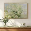 Framed Green Floral Wall Art, Nature Sage Green Vintage Botanical Canvas Painting Prints Artwork for Modern Farmhouse Works, Rustic Cottage Core Abstract Flower for Living Room Bedroom Wall Decor
