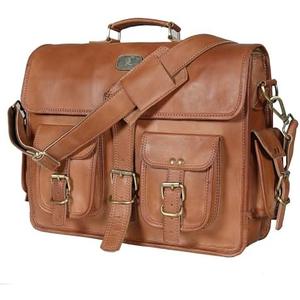 cuero Leather Messenger Bag for Men, 18 Inch Laptop Crossbody, Handmade Leather Shoulder Satchel Bag for Men, Full Grain Business Briefcase for Office/Work/Travel - Vintage Brown